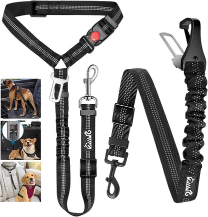Lukovee Dog Seatbelt Leash for Cars, 2 Pack Pet Safety Car Seat Belt with Adjustable Buckle &