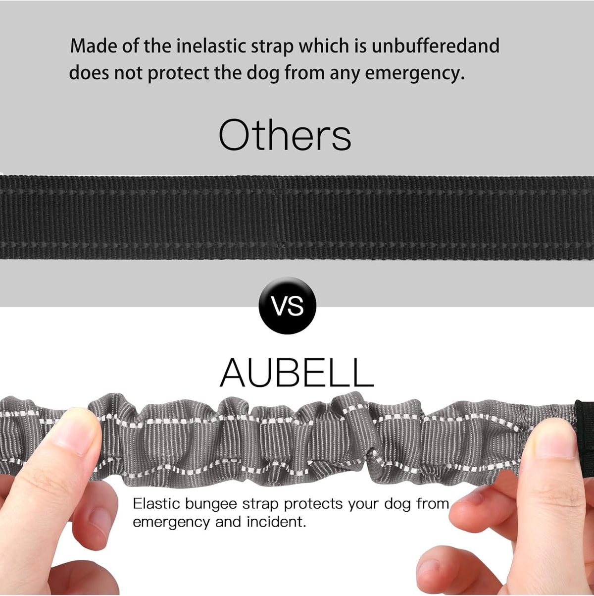 AUBELL Dog Seat Belt for Car,Updated 3-in-1 Adjustable Reflective Bungee Heavy Duty Dog Car Harness