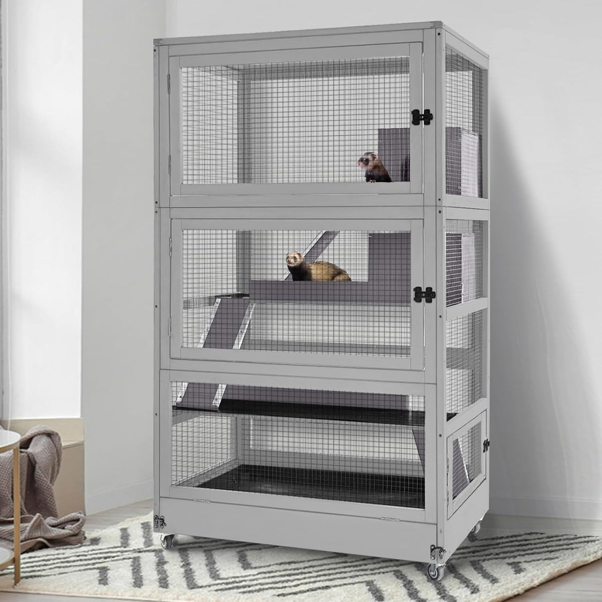 GUTINNEEN Large Chinchilla Cage, 4 Levels Ferret Cage - Large Critter Nation Hutch with Chew-Proof