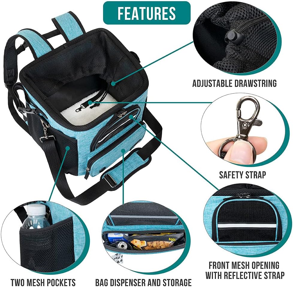 PetAmi Dog Bike Basket, Soft-Sided Ventilated Dog Bike Carrier Backpack, Pet Bicycle Basket for
