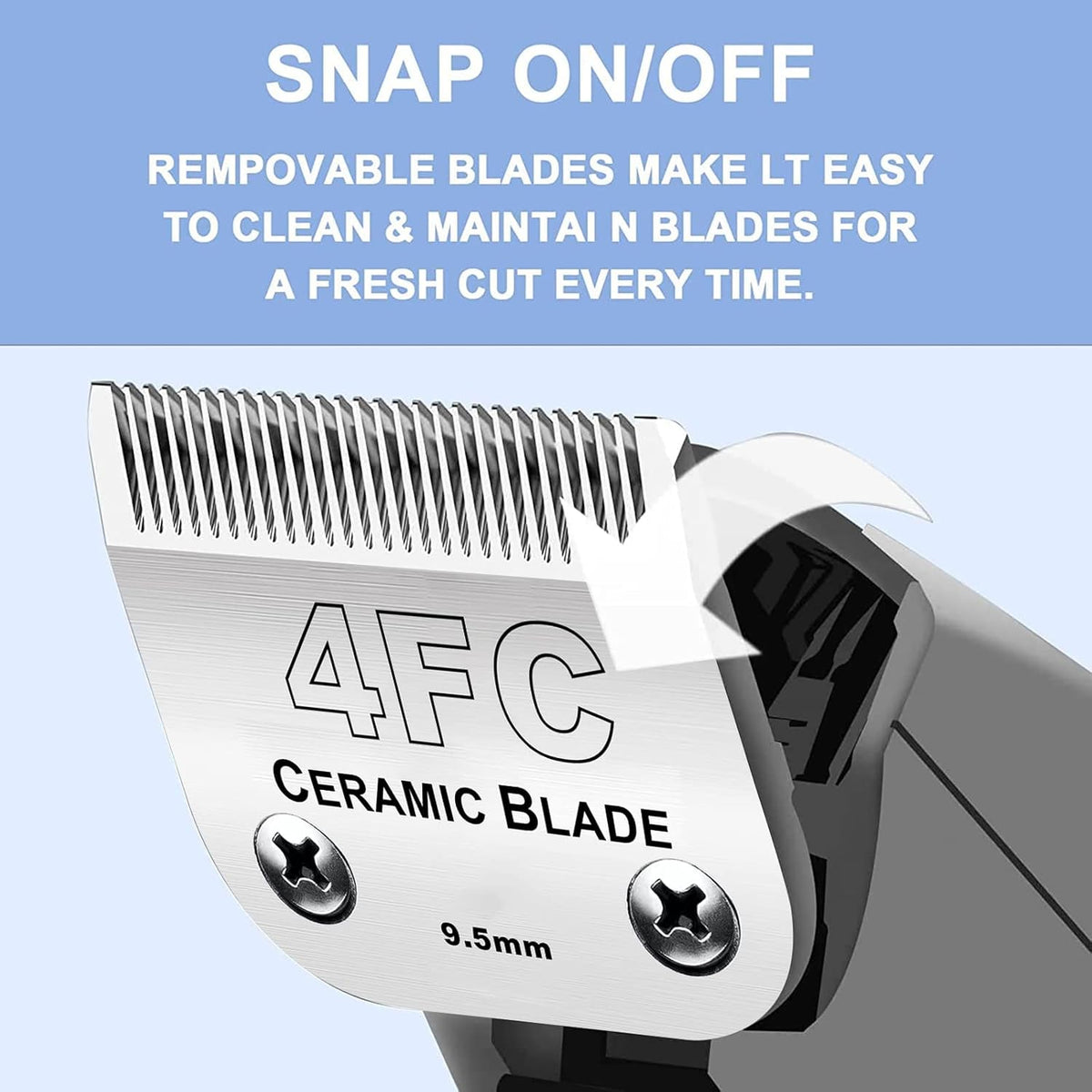 Audoc 4FC Blade Detachable Pet Clipper Replacement Blades, Ceramic and Stainless Steel, Compatible