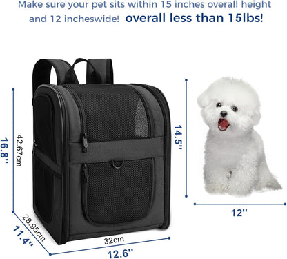 Apollo Walker Dog & Cat Carrier Backpack for 4-15lb Pets - Ventilated Safe Design with Padded Back