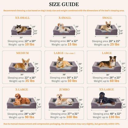 Comfort Expression Large Dog Beds Waterproof Comfy Pet Bed for Dogs Sofa, Orthopedic Foam Dog Beds