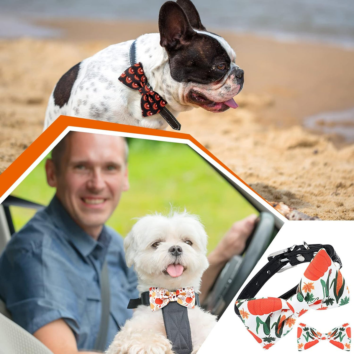 Weewooday 16 Pcs Dog Bow Ties Slide Pet Collar Bows Summer Hawaiian Styles Large Dog Collar
