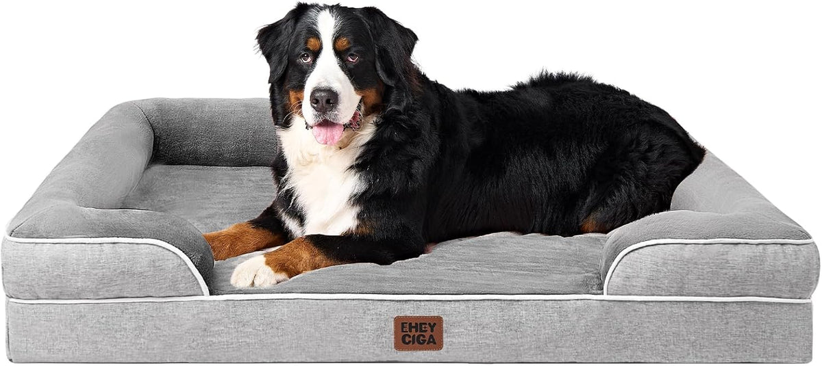 EHEYCIGA Orthopedic Dog Beds for Extra Large Dogs, Waterproof Memory Foam XXL Pet Bed with Sides