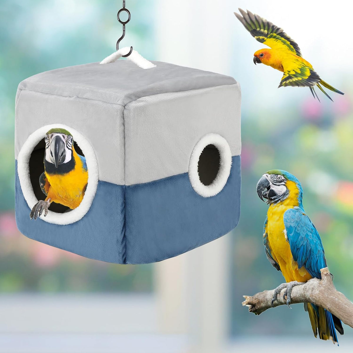 Large Size Parrot Nest House Bed, Winter Warm Bird Snuggle Hut Comfortable Hanging Birds House Cage