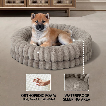 BALANCE Luxury Donut Dog Bed, 30 Inches Round Dog Bed Medium Size Dogs Washable, Orthopedic Calming