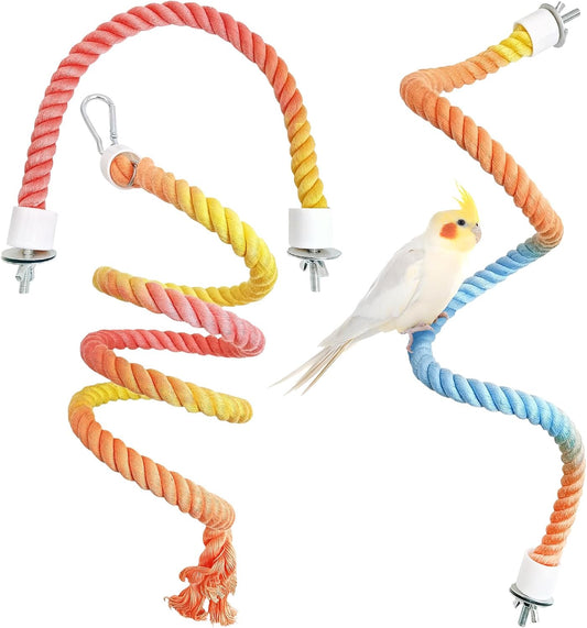 BNOSDM 3 Pcs Rope Perches for Bird Cages Gradient Sunset Color Bendable Climbing Rope Ladders &
