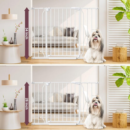 34" Extra Tall Baby Gate for Stairs, Auto Close Stroller Friendly Dog Gate Indoor for Doorways
