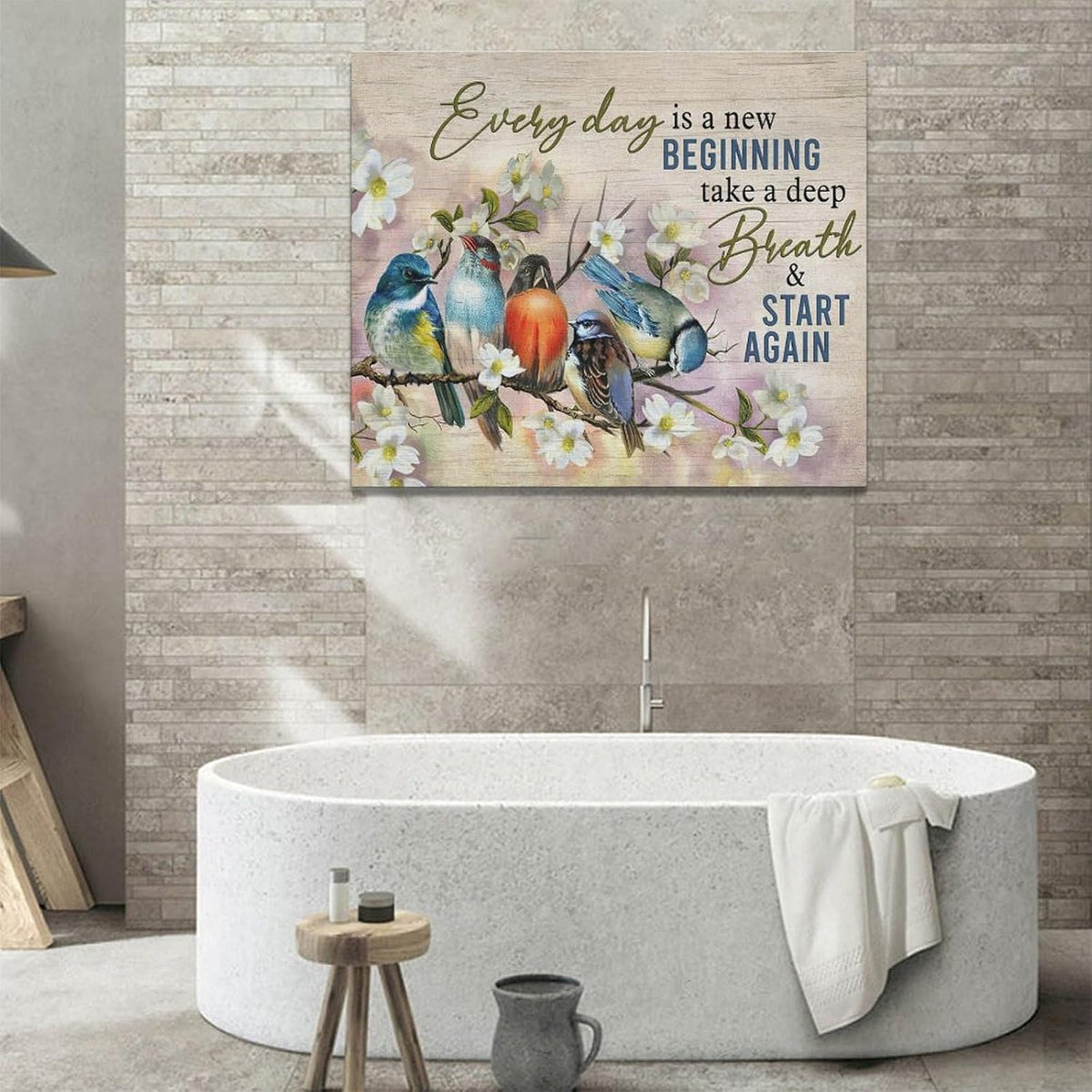 Bird Wall Art Farmhouse Flower Branch Pictures Rustic Country Birds Wall Decor Floral Canvas Print