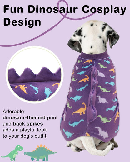 CuteBone Dinosaur Costume Dog Pajamas, Stretchy Spandex Crystal Velvet Sleepwear Coat for Small