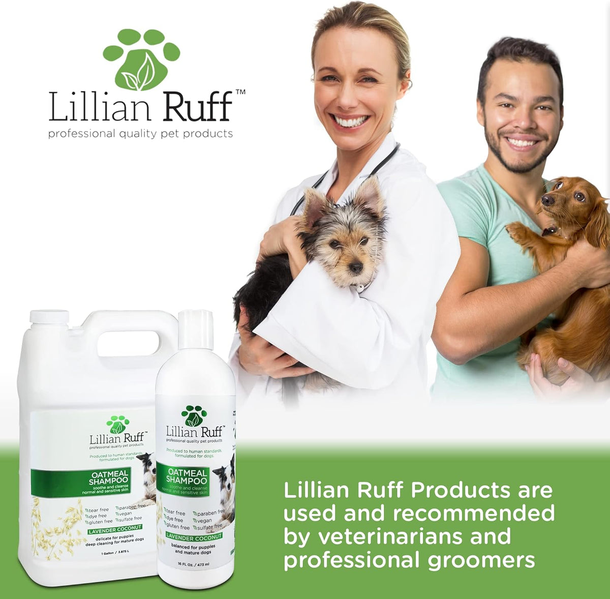 Lillian Ruff Calming Oatmeal Pet Shampoo for Dry Skin & Itch Relief with Aloe & Hydrating Essential