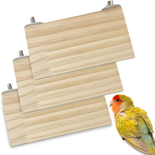 kathson Bird Wood Platform Parrot Perch Stand Parakeet Playground Cage Corner Shelf for Conures