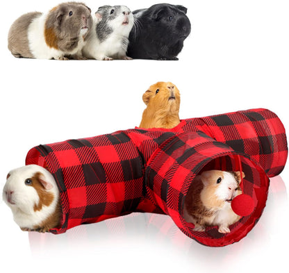 Rypet Guinea Pig Tunnels & Tubes Collapsible 3 Way Small Animals Hideaway Activity Tunnel Toys for