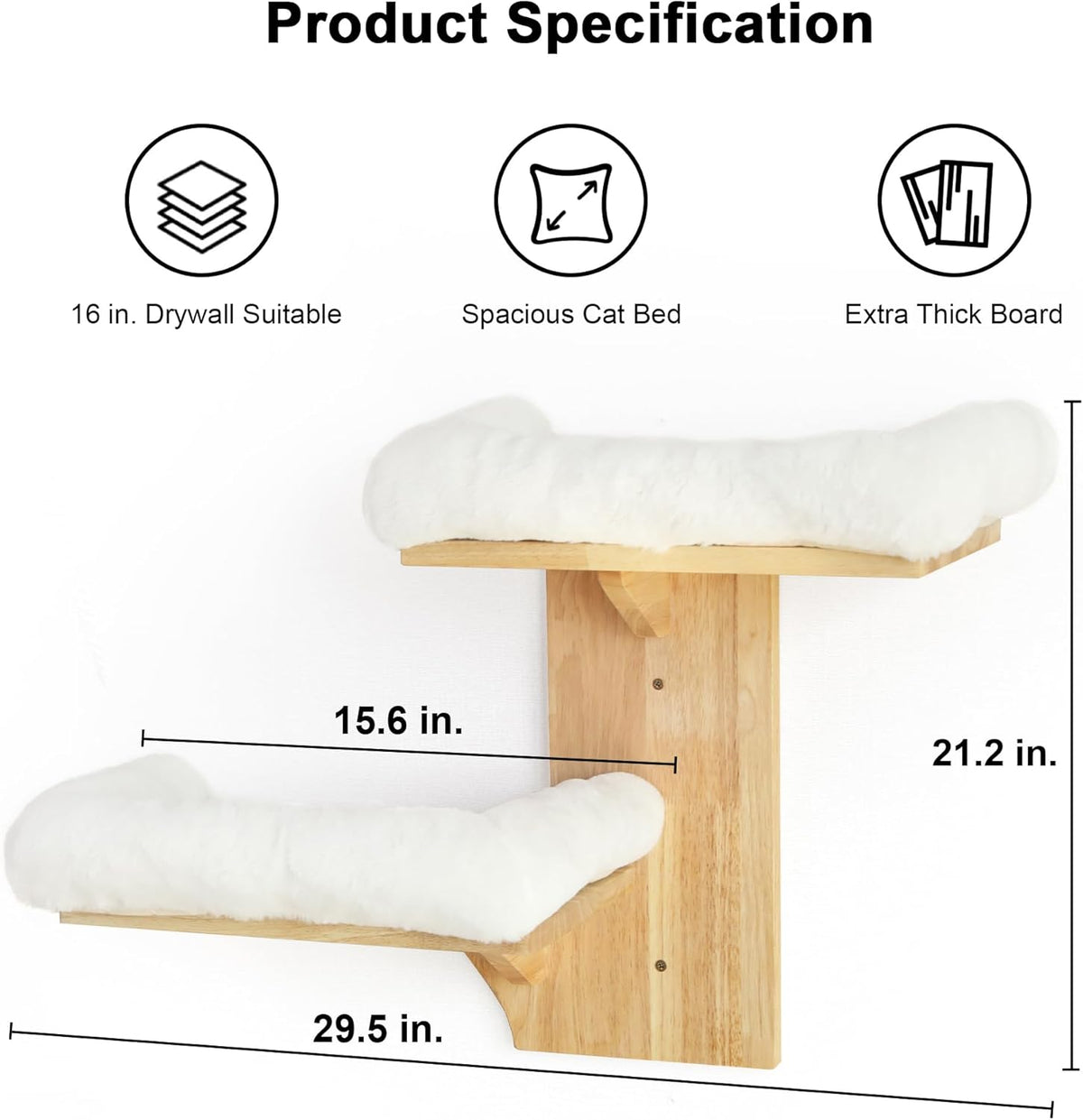 FUKUMARU Cat Wall Shelves, 2 Platform Cats Walls Furniture, Tree Shape Kitten Floating Shelf with
