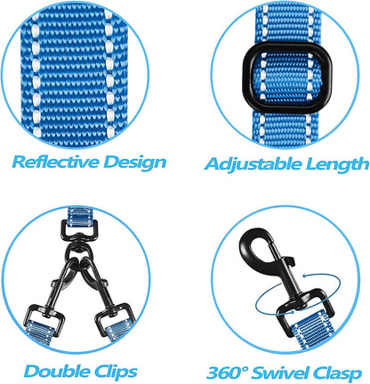 PetBonus Double Dog Leash, No Tangle Dual Leash, Reflective Walking Training Lead, 4 Comfortable