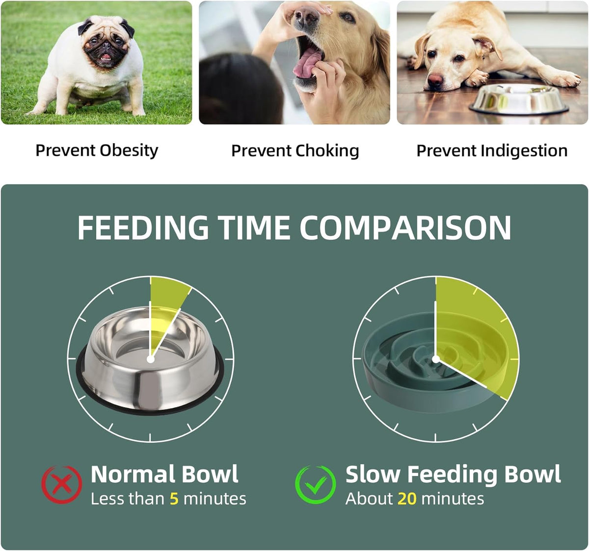 8.2inch Ceramic Slow Feeder Dog Bowl for Medium and Large Breed, Puzzle Dog Food Dish