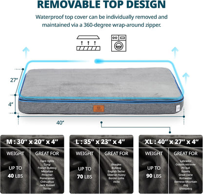 Memory Foam XL Dog Bed - 4” Thick Orthopedic Beds for Extra Large Dogs - Waterproof Dog Bed with