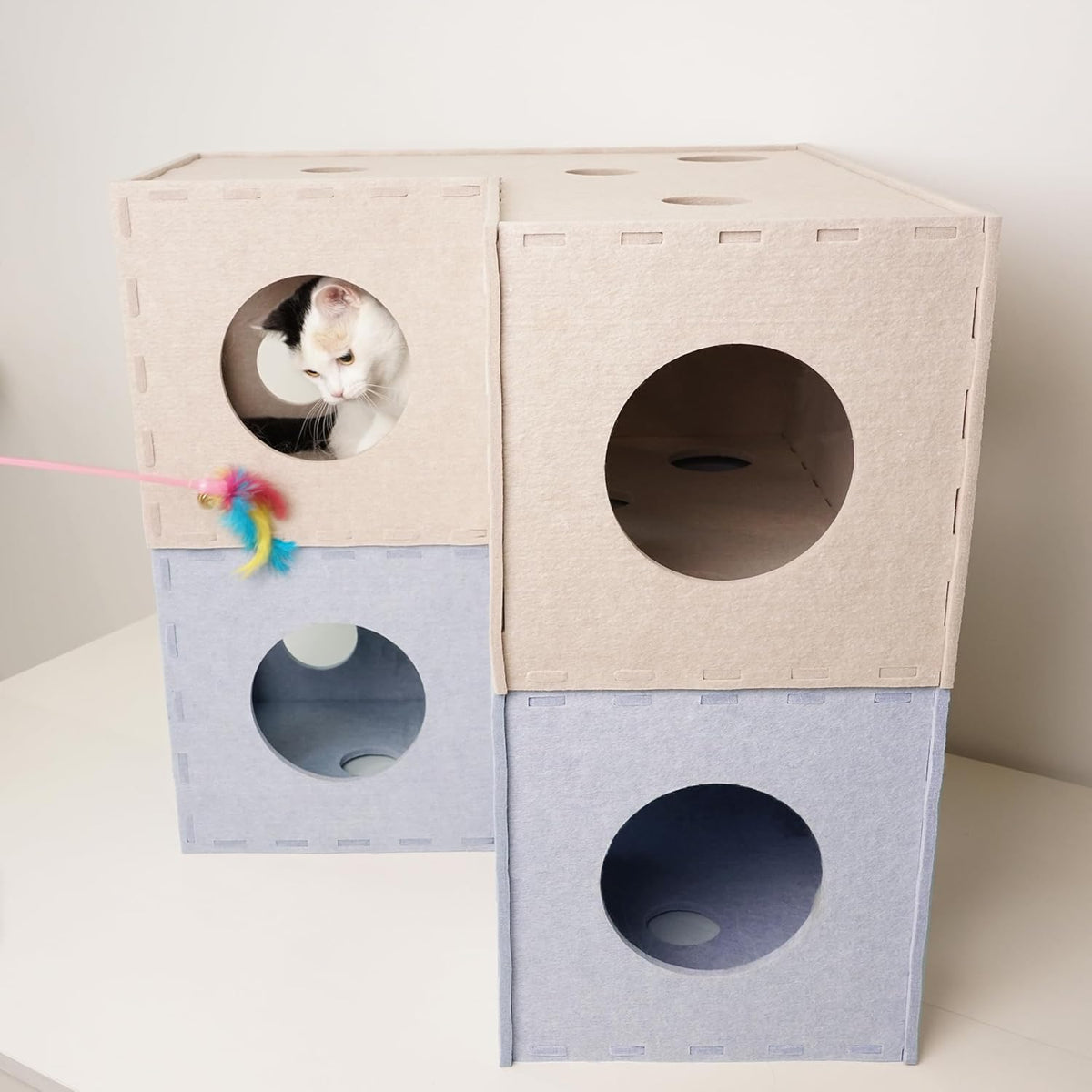 PETKARAY Cat Tunnel, Original Cat Hideaway Cave for Indoor Cats, Large Kitten Play Tubes and