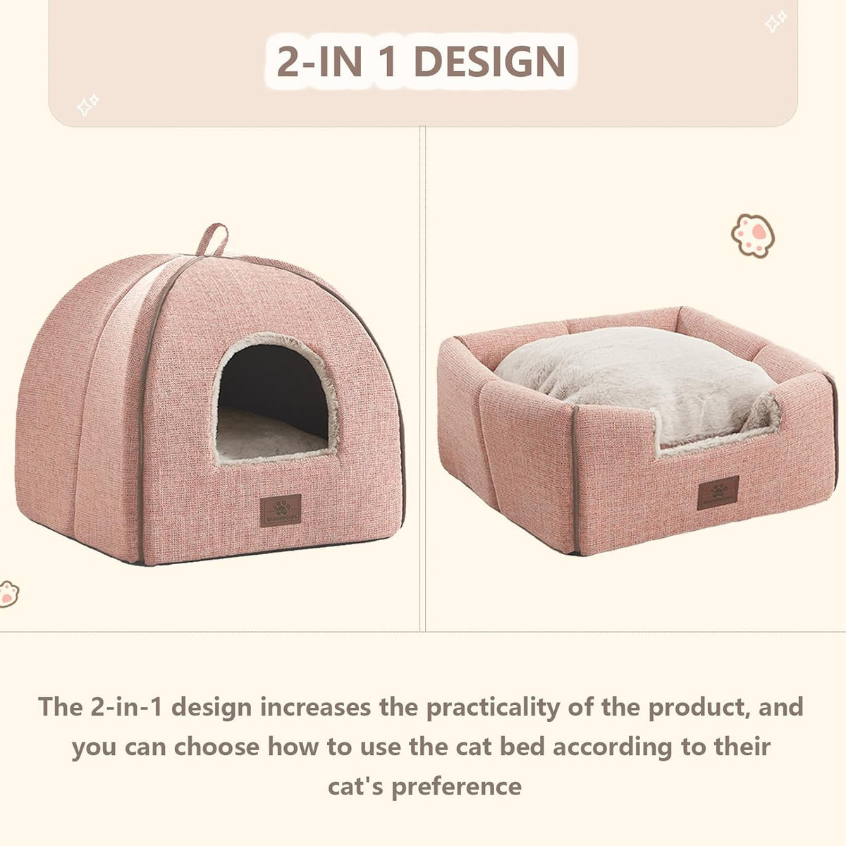 Cat Bed for Indoor Cats - Cats Cave Bed Cat House Cat Tent with Removable Washable Cushioned