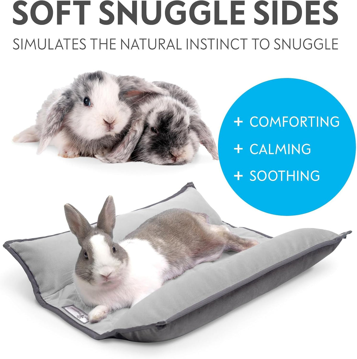 Paw Inspired Snuggle Bunny Bolster Bed for Rabbits, Cats, Dogs and Other Small Pets, Reversible