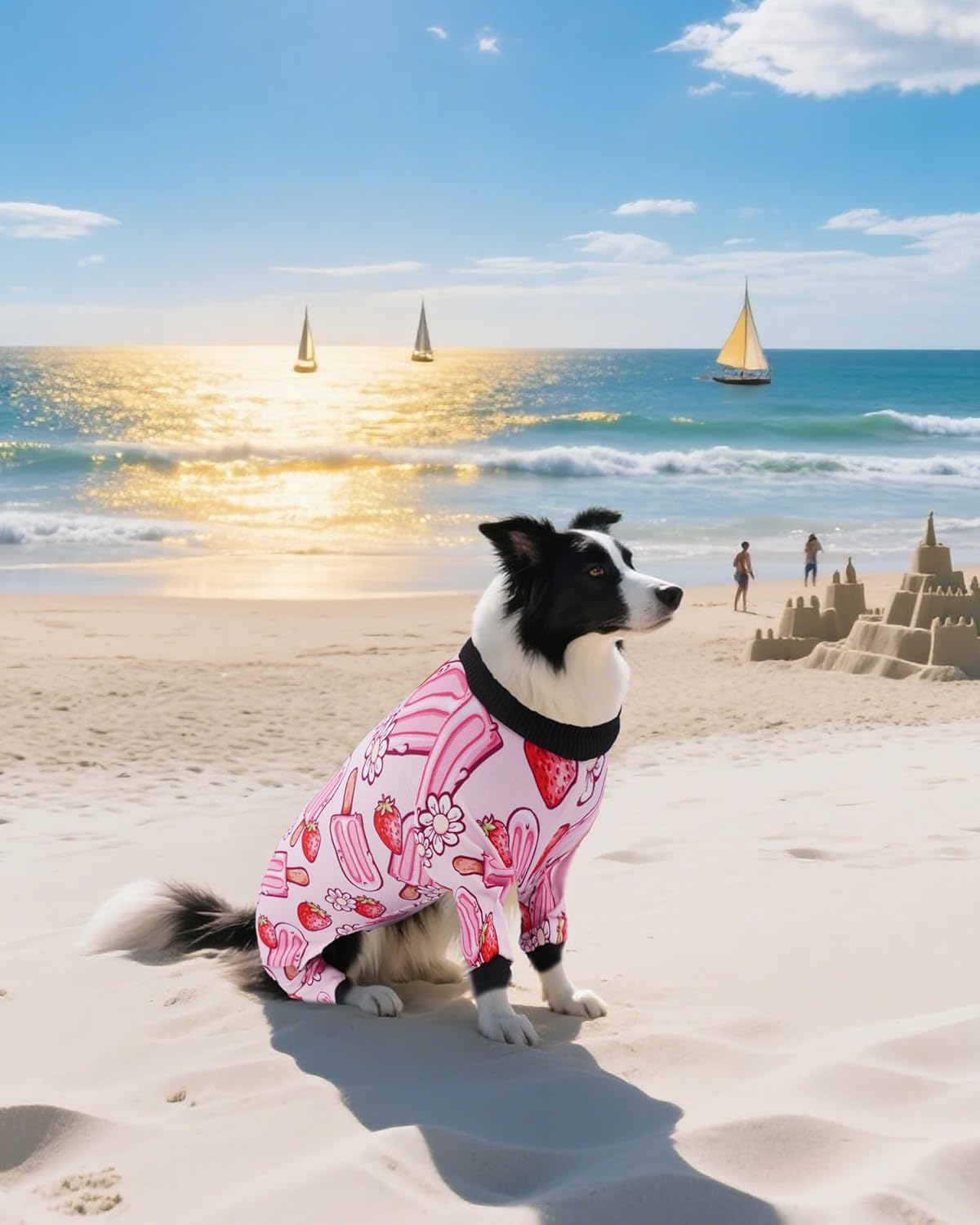 PET SHOW 4 Pack Dog Pajamas for Extra Large Dogs Girl Soft Stretchy PJs Paw Floral Jumpsuit Dog