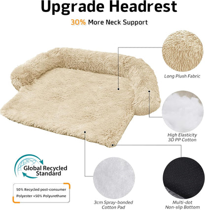 Calming Dog Bed Fluffy Plush Dog Mat for Furniture Protector with Removable Washable Cover for