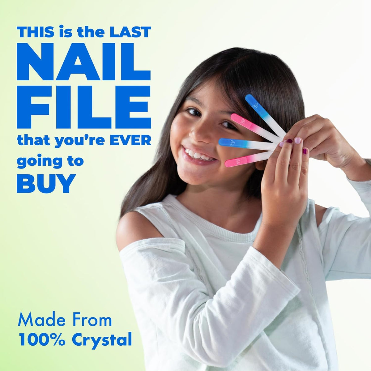 Crystal Baby Nail File 2 in, Gentle and Safe for Delicate Glass Nails File, Hygienic and Durable