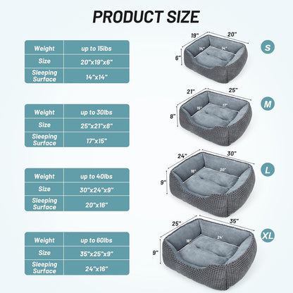MIXJOY Dog Bed for Large Medium Small Dogs, Rectangle Washable Sleeping Puppy Bed, Orthopedic Pet