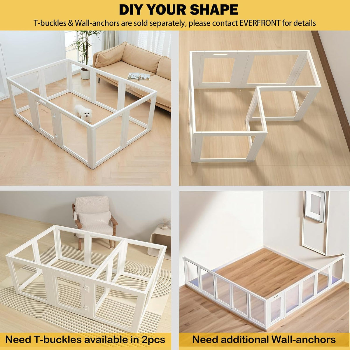 Clear Acrylic Plastic Dog Playpen - Clear Dog Play Pen - Easy Assemble Acrylic Dog Playpen - Puppy