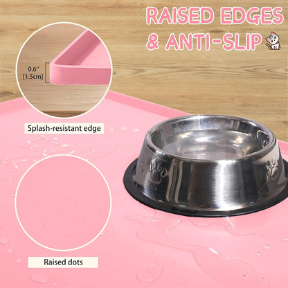 MateeyLife Silicone Cat & Dog Food Mat for Floors Waterproof, Anti-Slip Dog Bowl Mats for Food and