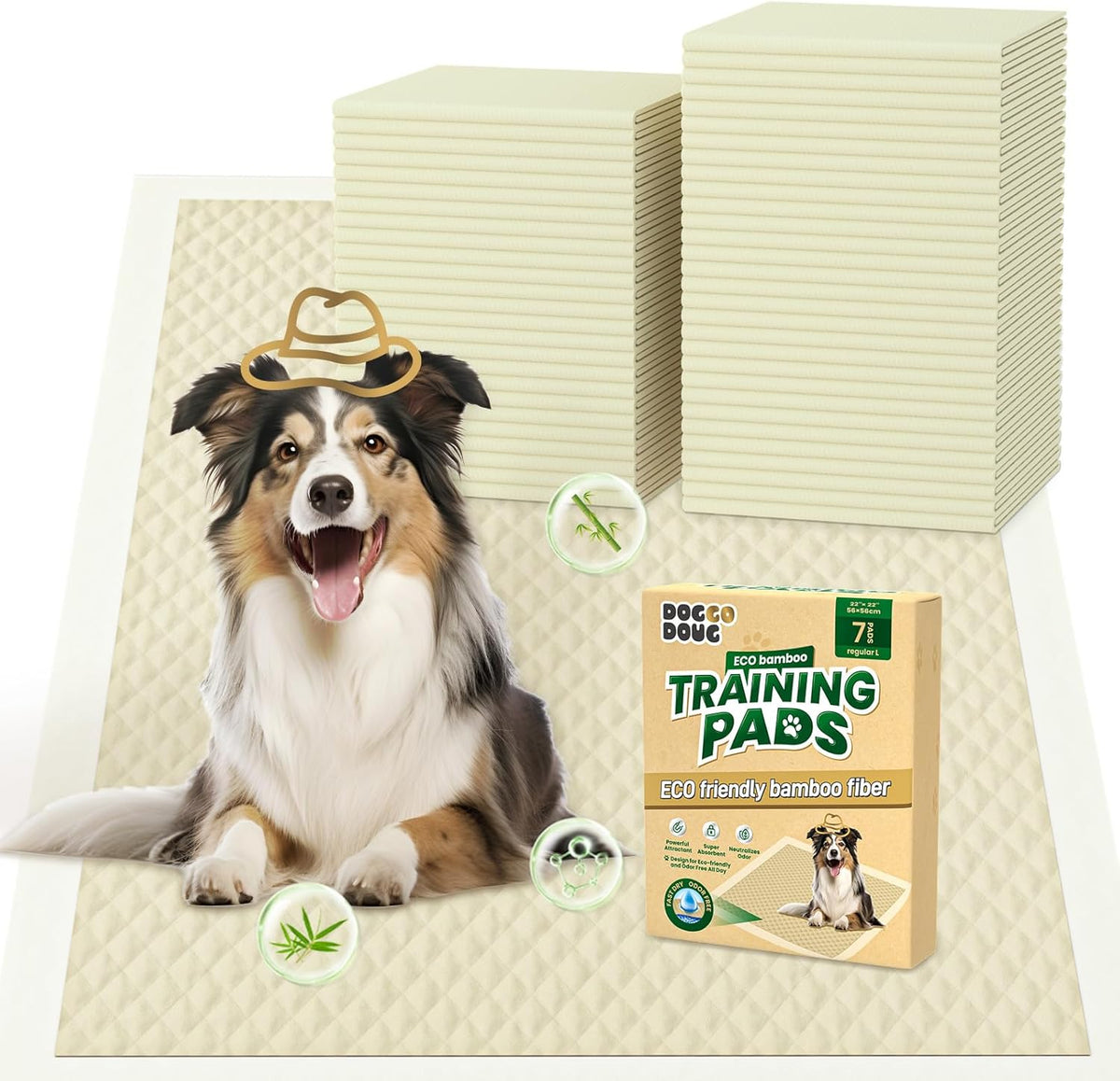 Puppy Pads 7 Count Small 22x22in Bamboo Training Pads Deodorizing Leakproof Quick Drying Dog Pee