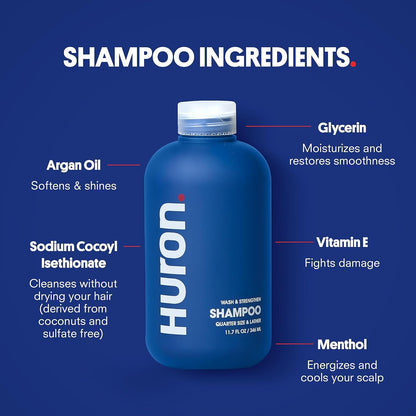 Huron Shower Kit - Shampoo, Conditioner, & Body Wash For Men - Sandalwood + Black Pepper Scent