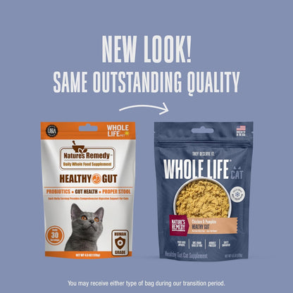 Whole Life Pet Healthy Gut Daily Cat Supplements, Cat Probiotics for Constipation Relief, Anti