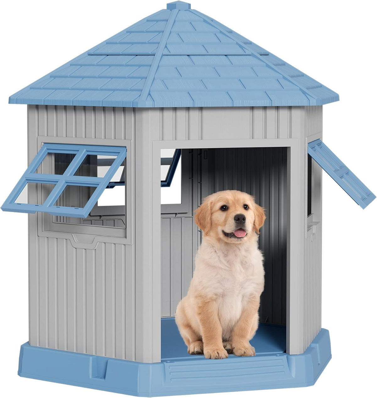 Durable Dog House Indoor Outdoor for Small Medium Dogs, Weatherproof Puppy Shelter with Elevated