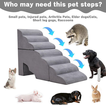 Dog Stair Steps for High Beds 36 inches Tall, 33D Foam Dog Ramp for Bed 32 inches, 7-Step Pet Stair