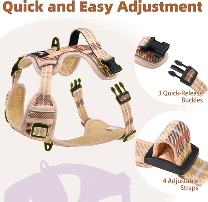 PUPTECK No Pull Dog Harness Medium Sized, Adjustable Reflective Dog Harness with Handle Easy