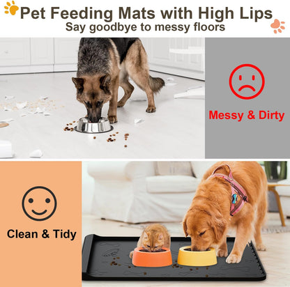 Dog Food Mat - Silicone Dog Mat for Food and Water - 28" x 20" Pet Feeding Mats with Residue