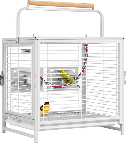 VIVOHOME 19 Inch Wrought Iron Bird Travel Carrier Cage for Parrots Conures Lovebird Cockatiel