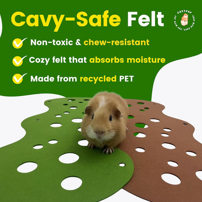 Guinea Pig Tunnel Foldable Fleece Hideout Tube with Cheese-Hole Design Soft Cozy Hideaway for