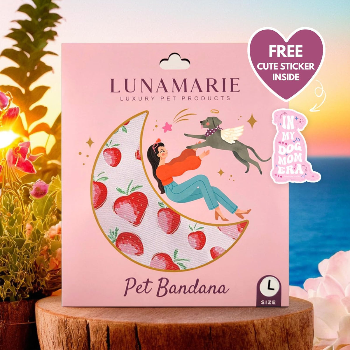 LunaMarie - Luxury Pet Birthday Bandanas -Premium & Silky Poly Fabric | 100% Handmade | Custom