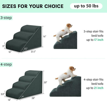 Dog Stairs Steps for High Bed, 4 Steps Pet Steps for Small Dogs Non-Slip Removable Washable Cover