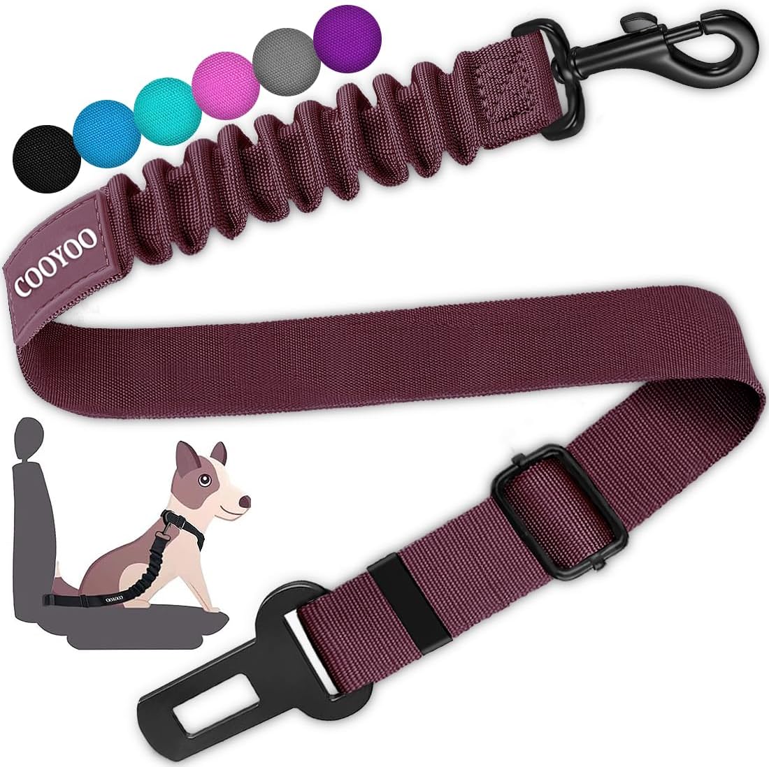 COOYOO Dog Seat Belt,Retractable Dog Car Harness Seat Belt for Car Adjustable Nylon Pet Safety Seat