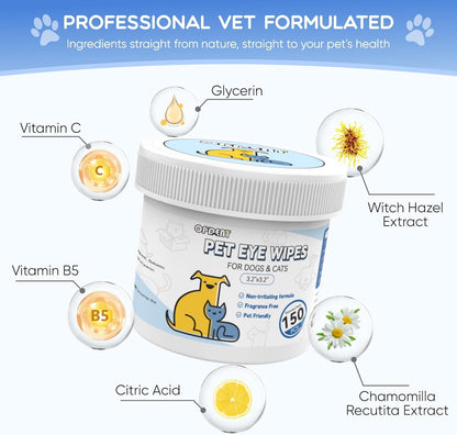 150Pcs Eyes Wipes for Dogs - Tear Stain Remover for Dogs - Dog Eye Cleaner, Eye Debris, Discharge