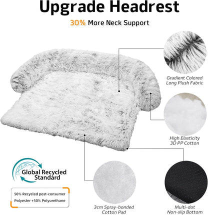 Calming Dog Bed Fluffy Plush Dog Mat for Furniture Protector with Removable Washable Cover for