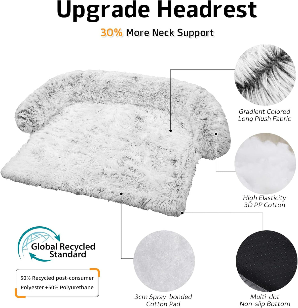 Calming Dog Bed Fluffy Plush Dog Mat for Furniture Protector with Removable Washable Cover for