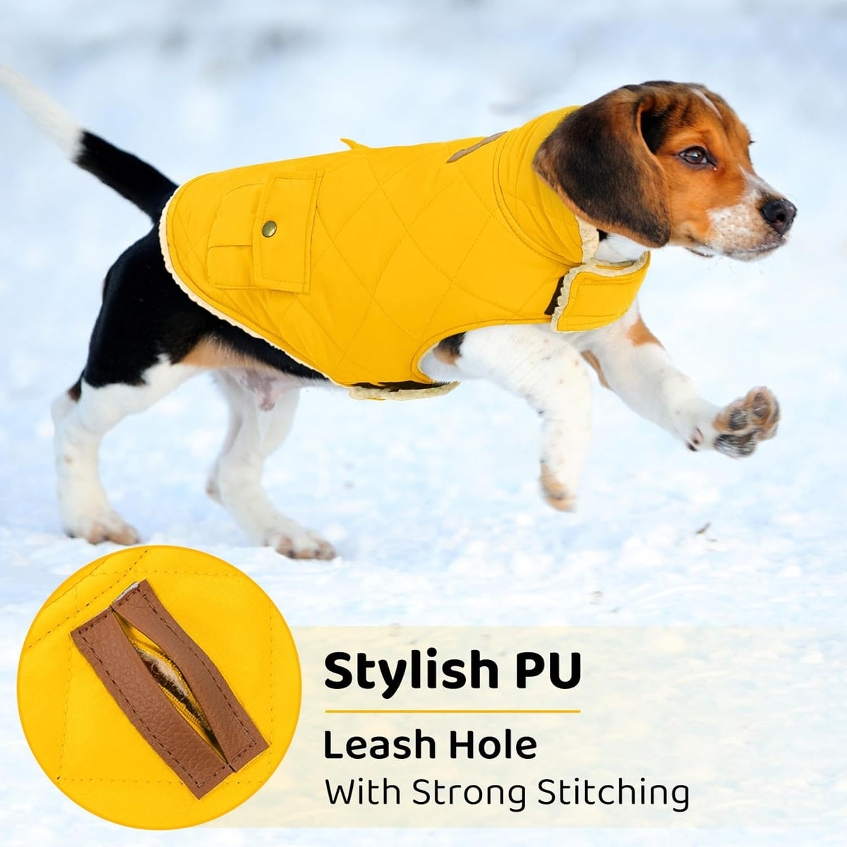 Queenmore Dog Winter Coat Warm Puffer Jacket Waterproof Plush Lining Thermal Cold Weather Vest for