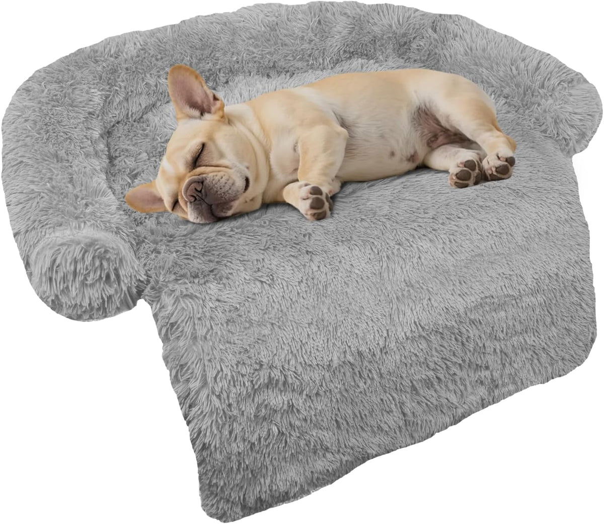 GGIB Calming Dog Bed Fluffy Plush Dog Mat for Furniture Protector with Removable Washable Cover for