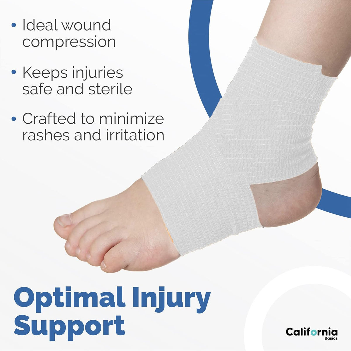 California Basics Self Adhesive Bandage Wrap - Self Adhering Non Woven Cohesive Bandage Rolls