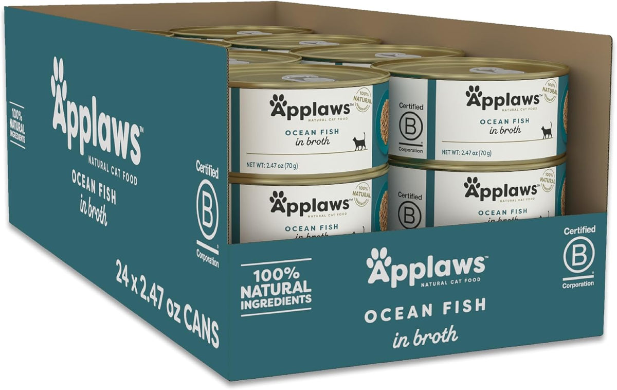 Applaws Natural Wet Cat Food, 24 Count, Limited Ingredient Canned Wet Cat Food, Ocean Fish in